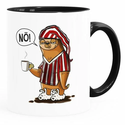 Kaffee-Tasse Faultier mit Spruch Arbeit Nö Bürotasse keine Lust Bock Motivation