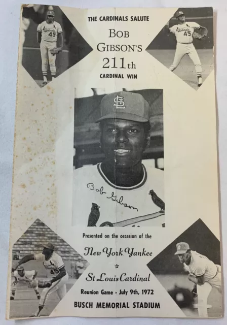 July 9,1972 Commemorativo Segnapunti ~ Bob GIBSON 211TH Cardinale Win