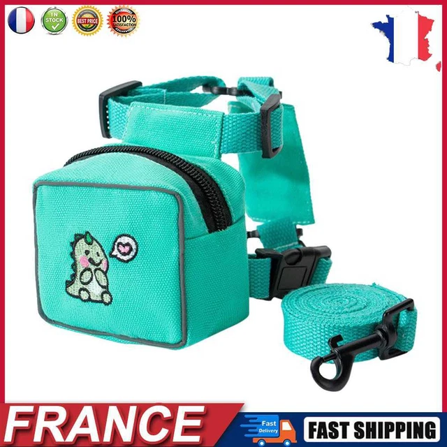 Pet Cat Dog Backpack Printed Chest Strap Harness Traction Rope (Green S) fr