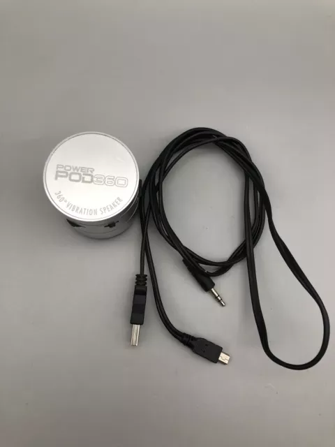 Power Pod 360 Vibration Speaker 3.5mm Jack USB Cord w/2GB Micro SD, Tested READ