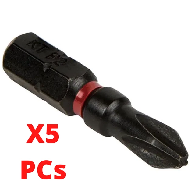 Klein Tools 32798 Pro Impact Power Bits, #2 S2 steel Phillips -  5-Pack
