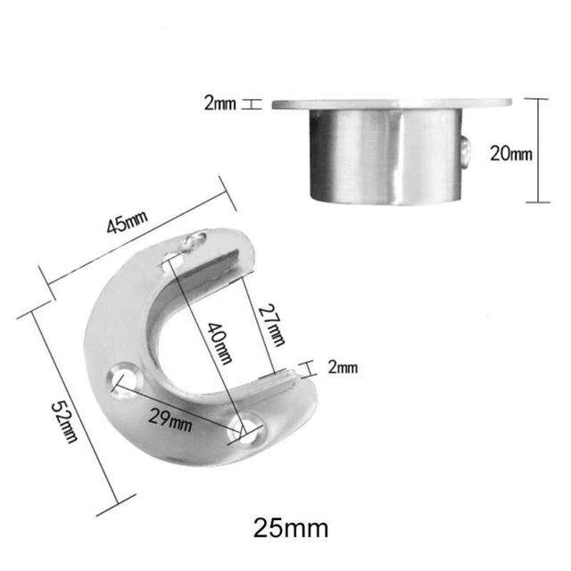 Supporti Per Asta Armadio In Acciaio Inox - Set 2 Pezzi Per Barre Appendiabiti Fino A 32.5mm - Foto 4