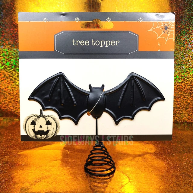 BAT SILHOUETTE HALLOWEEN TREE TOPPER small black tin metal decoration