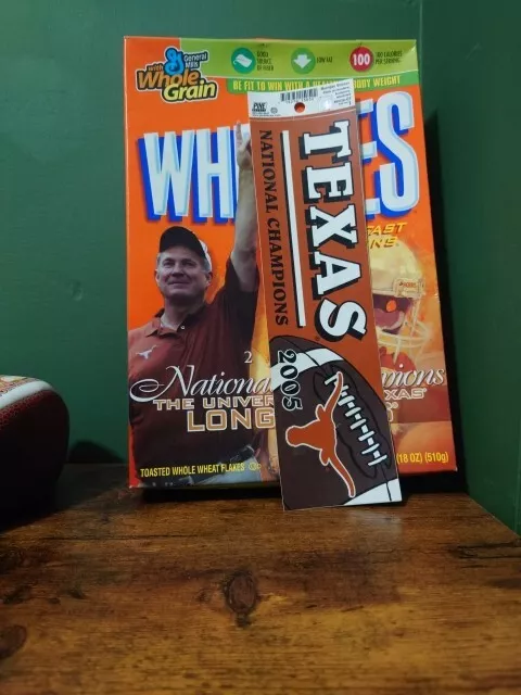 Wheaties AND BUMPER STICKER Longhorns 2005 National Champions Full Box