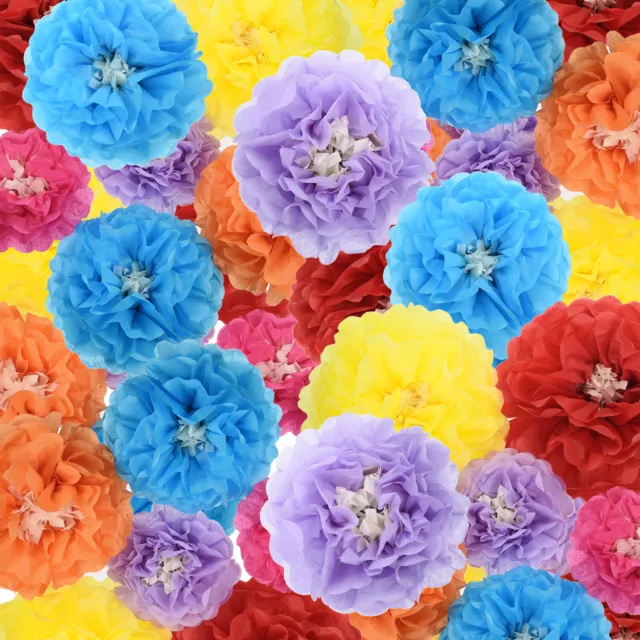 72 Stück große bunte Papiertütenblumen,handgefertigte Pompons aus Papier