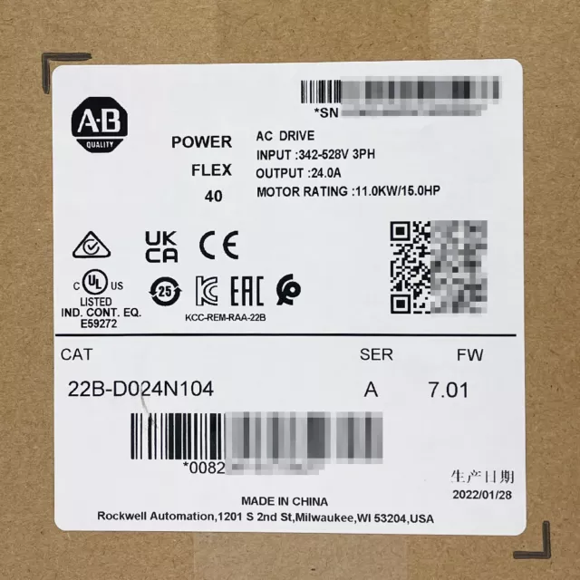 New Sealed Allen-Bradley 22B-D024N104 Powerflex 40 15HP 11KW AC Drive 15HP AB US