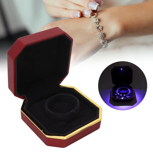 Jewelry Display Case LED Bracelet Storage Box Flocking Lining Firm Stable HR6