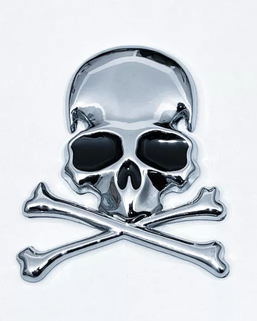 SKULL CAR BADGE EMBLEM Chrome METAL Badge Goth Punk Decal Biker Truck Car Badge