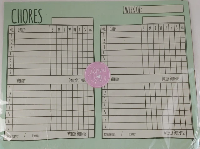 Jenna Kate Magnetic Chore Chart Dry Erase 18 by 14 Inches New #18451