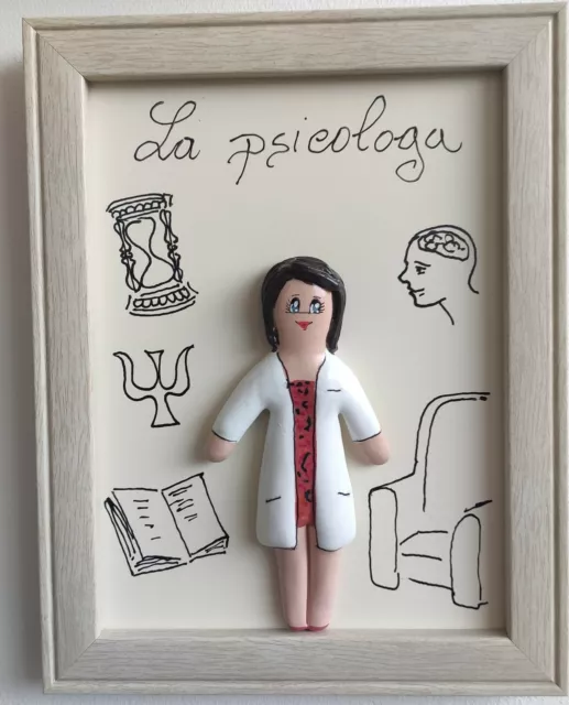LO PSICOLOGO E la psicologa ceramica e legno 20x25 cm EUR 25,00 - PicClick  IT