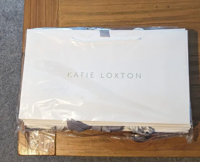 Job Lot of 10 Katie Loxton White Gift Bags with Ribbon Ties 35cm x 20cm 2