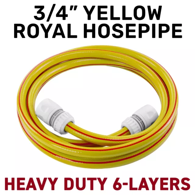 Garden Hosepipe Reinforced Heavy Duty 6-Layer Outdoor Yellow + 2 FREE CONNECTORS