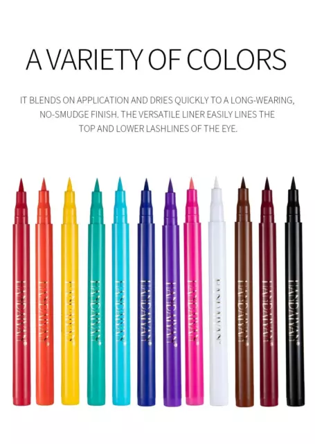 12 Colors Matte Liquid Eyeliner Set Rainbow Colorful Neon Eyeliner Pencil Pigmen 2