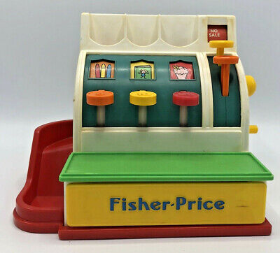 Vintage Fisher Price Classic Cash Register with original 3 Coins Works Great