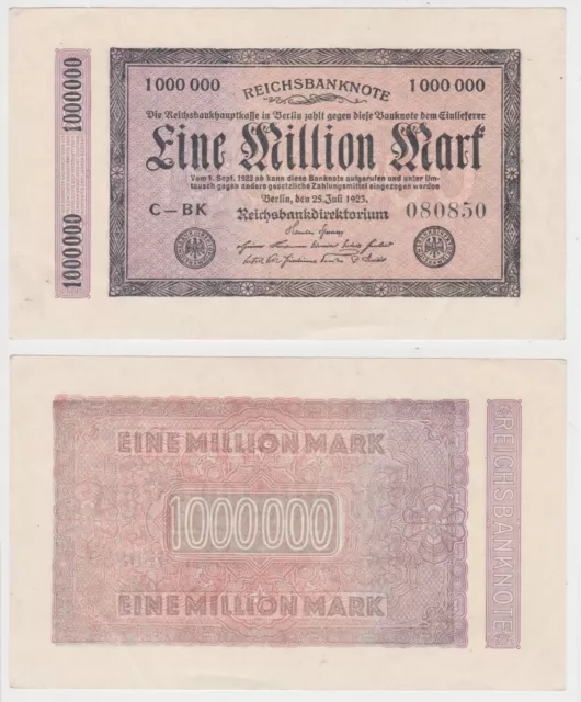 1 Million Mark Banknote Deutsches Reich Berlin 25.7.1923 Ro.93 (146264)