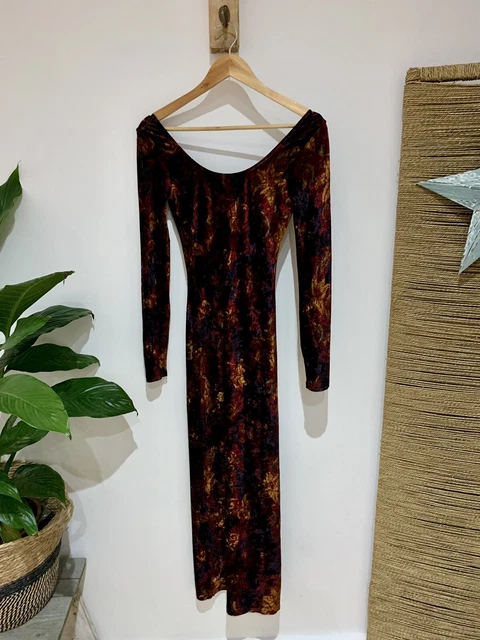 MONSOON Twilight Vintage Purple Mix Slinky Burnout Velvet Maxi Gown Dress UK 10 MONSOON Twilight Vintage Purple Mix Slinky Burnout Velvet Maxi Gown Dress UK 10
