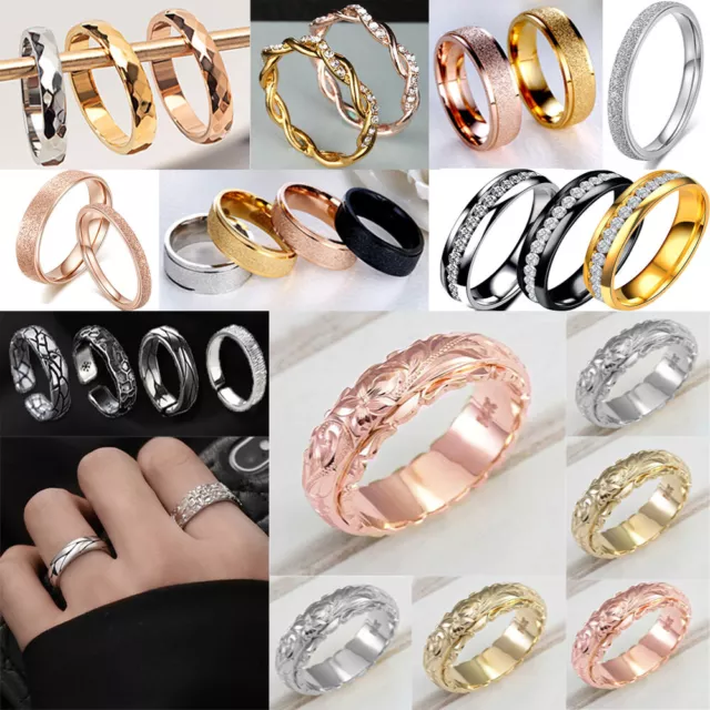 Hommes Noir Inoxydable Titane Couleur Anneau De Mariage Amant Couple Bague .