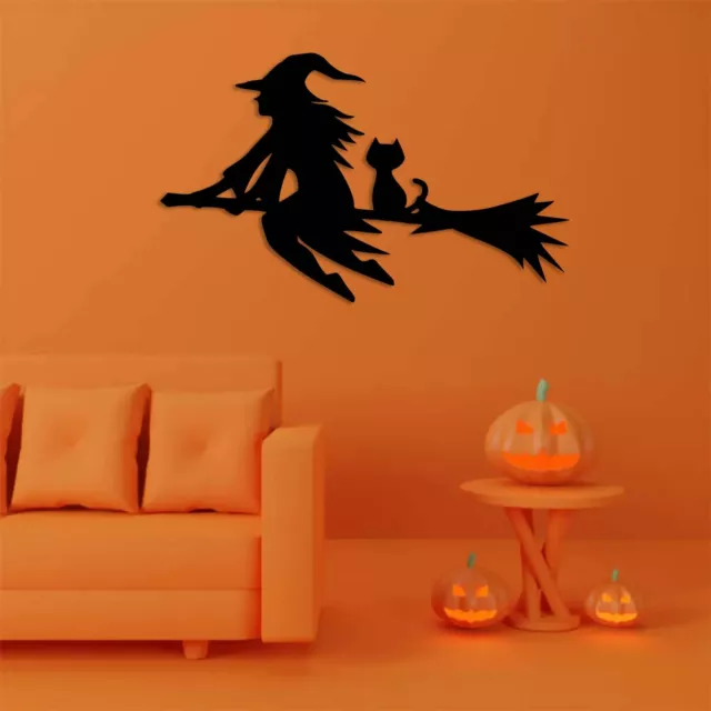 Wall Art Home Decor Metal Acrylic 3D Silhouette Poster USA Flying Witch