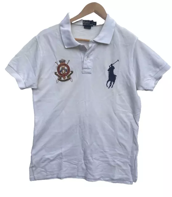 RALPH LAUREN Men's White Custom Fit Crest Big Pony Polo Shirt Size L