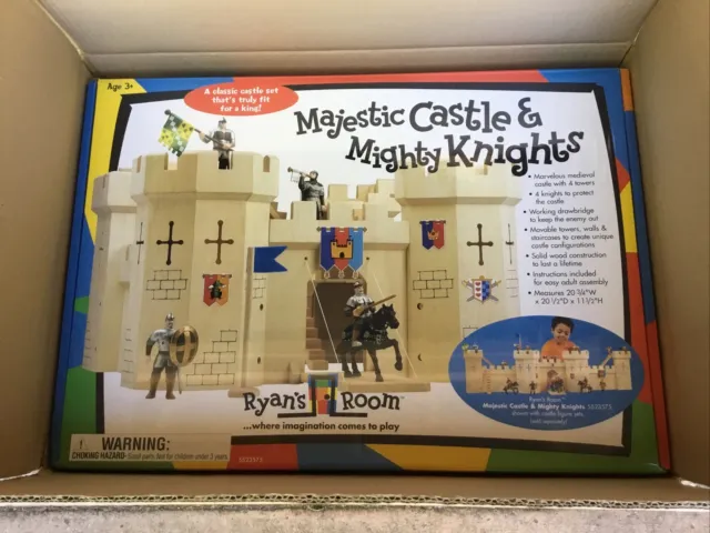 Ryan’s Room 5523575 Wood Majestic Castle & Mighty Knights Playset W/ 4 Towers Ne