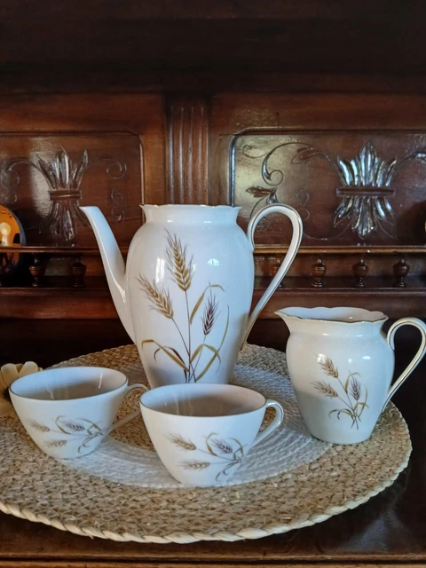 Service à Café Art Déco Porcelaine Blanche Et Or - Bavaria - Vintage