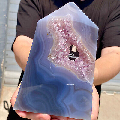 1.24LB Natural Beautiful Agate Geode Druzy Slice ExtraLarge Gemstone.