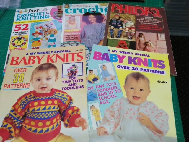 Knitting & Crochet Pattern Book & Magazine Bundle -Phildar/My Weekly Special Etc