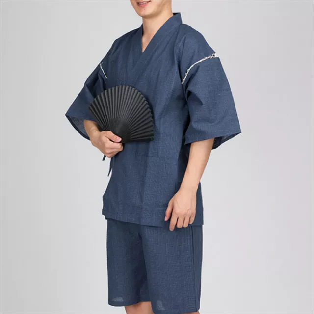 Uomo Giapponese Kimono Jinbei Set Yukata Accappatoio Larga Pantaloncini Notte