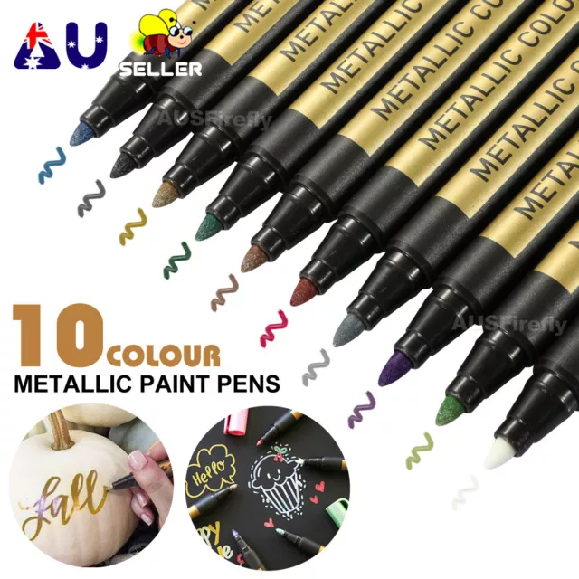 10 Colors Acrylic Paint Pens Sets Fine Art Marker Metal Glass Rock Waterproof AU