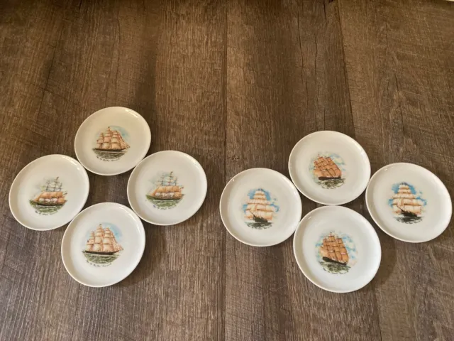 Set of 8 Bareuther Waldsassen Bavaria Germany Butter Pat Plates 3 1/2 inch Ships