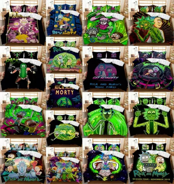 Rick Morty Bed Set Doona Quilt Duvet Cover Pillowcase Single Double Queen Size
