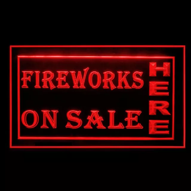 200005 Fireworks On Sale Here Store Shop Open Display Neon Sign 16 Color