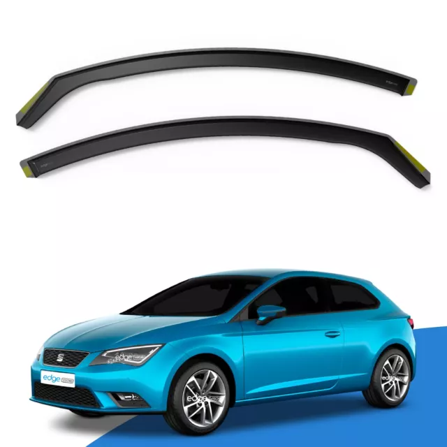 SEAT Leon MK3 2013-2020 3 Door Hatchback Wind Deflectors 2pc Edgevisors Tinted