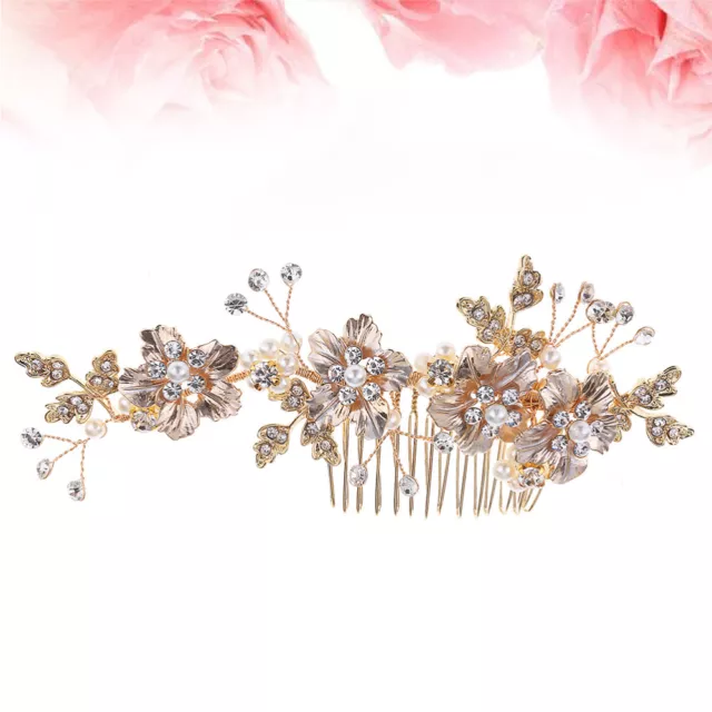 Wedding Hair Comb Pearl Bridal Combs for Bride Crystal Accessories Leaves