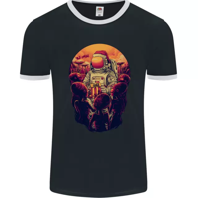 Spaceman Santa Christmas Space Astronaut Mens Ringer T-Shirt FotL