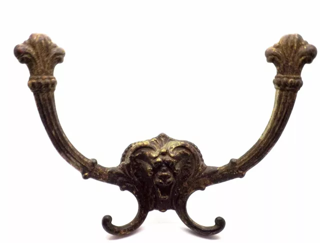 Pair Of Brass Victorian Antique Architectural Coat Hook/Robe Or Towel Wall Hook 5