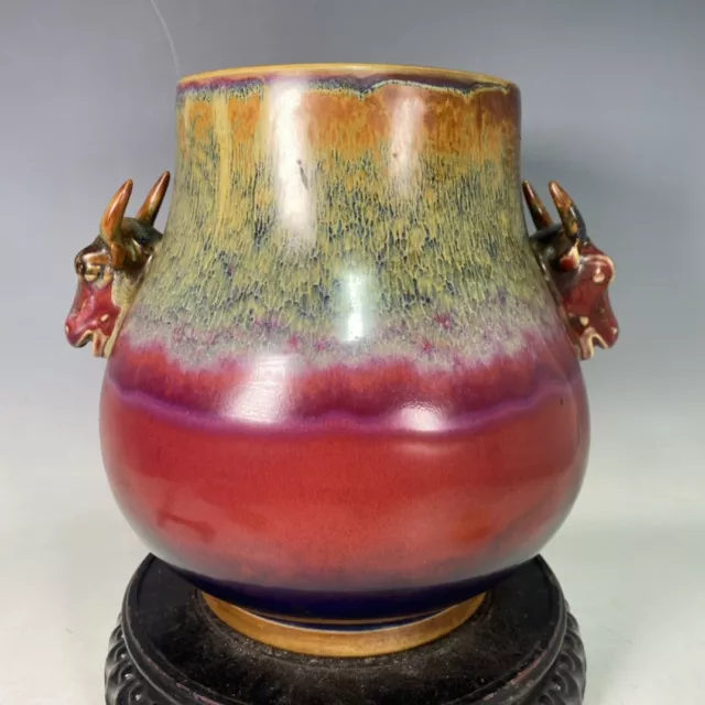 9.8" china old antique song dynasty guan kiln jun Porcelain ceramic glaze vase