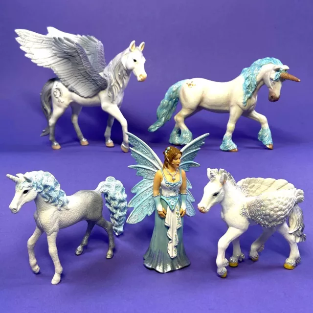 Schleich Bayala 2 x Pegasus & 2 x Unicorn + Sun Elf Bundle - Very good condition