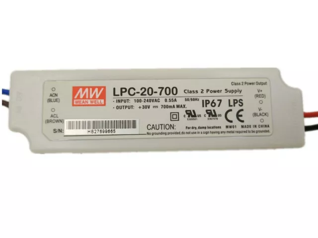 alimentatore driver per led meanwell lpc-20-700 a corrente costante 700mA