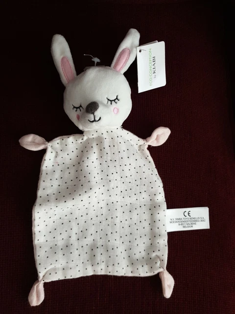 Doudou Plat Lapin Blanc Rose Dormeur Lange Pois Gris Simba Toys Bénélux Kiabi
