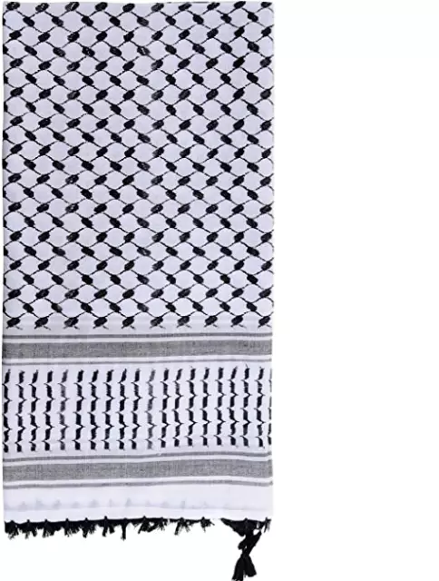 Keffiyeh Écharpe Palestinienne Shemagh Original Arabe Kufiya Blanc Nouveau Noir 2