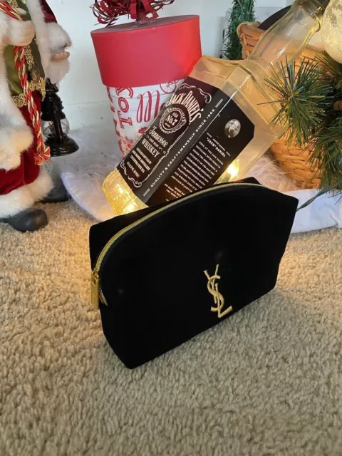 Ysl Black Cosmetic Bag With Gold Color Logo