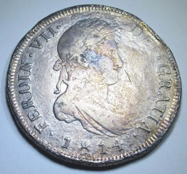1814 NG M Guatemala Silver 8 Reales Antique 1800's Spanish Colonial Dollar Coin