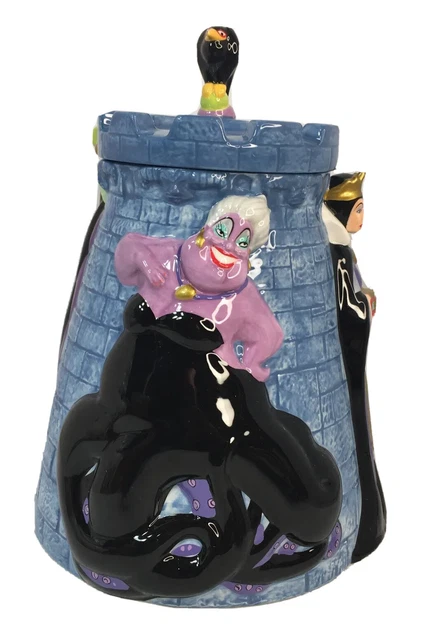 DISNEY VILLAINS COOKIE Jar Maleficent Ursula Evil Queen Original Box