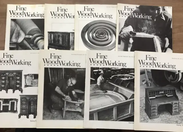 1979-81 Taunton's Fine Woodworking Magazine (8) ediciones posteriores vintage negro blanco