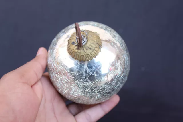 Estilo Vintage Gris Craquelado Vidrio Kugel Árbol de Navidad Ornamento Bola 3