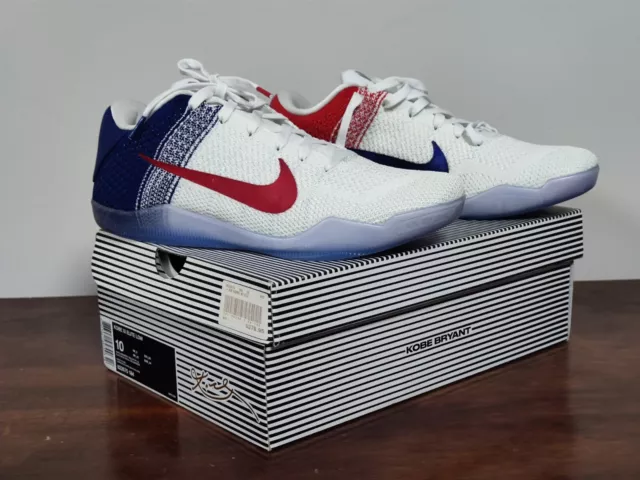 Nike Kobe 11 XI Low Elite USA Olympic US Size 10 Men's 822675 184 Red White Blue