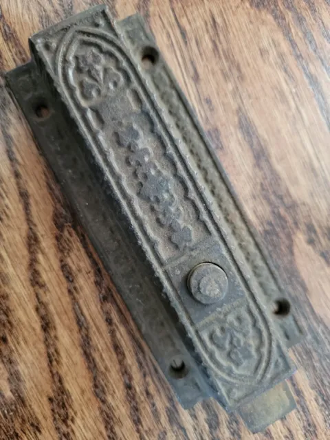 Salvage Victorian Eastlake Slide Bolt Cast Iron Door Latch Door Hardware spring