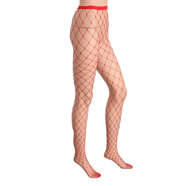 Calze da pesca donna strass vita alta collant maglia grande scintilla