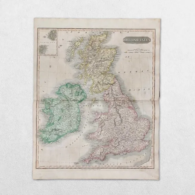 Antique 19Th Century World Atlas Map John Thomson 1814 England Wales Scotland